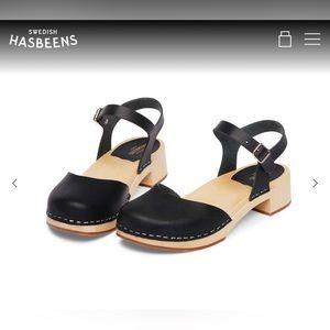 Swedish Hasbeens Low Heeled Clogs